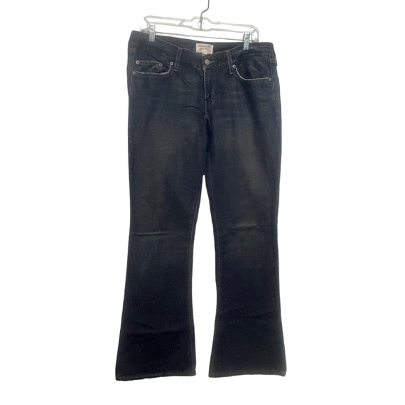 Abercrombie and Fitch Jeans 10 Long 100% Cotton BootCut Wide Leg Distressed Hem - Picture 5 of 7